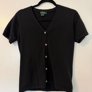 J. Crew Black Short Sleeve V-Neck Button Cardigan